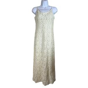 Ventilo Chemise Blanche Lace Maxi Dress Vintage Womens Sz 38 Made in France